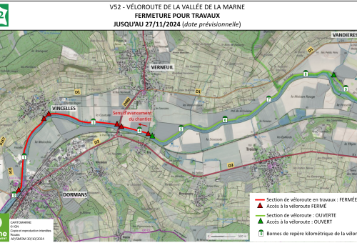 Fermeture de la véloroute 52 de la Vallée de la Marne